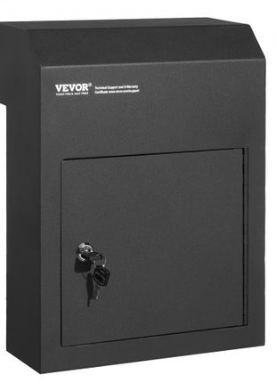 Through The Door Key Drop Box, Heavy Duty Steel Through the Door Mailbox with 1.8" 12" Key Lock, 12x6x16" Mail Drop Box, Black