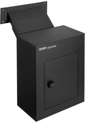 Through The Wall Drop Box, Heavy Duty Steel Through the Wall Mailbox with 2.8-7.9" 13" Combination Lock, 13x7x17" Mail Drop Box, Black