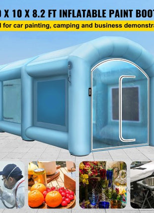 Inflatable Spray Booth Car Paint Tent 20 x 10 x 8 ft w/Filter & 2 Blowers