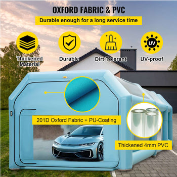 Portable Inflatable Paint Booth, 28x15x10ft Inflatable Spray Booth, Car Paint Tent with Air Filter System & 2 Blowers, Upgraded Blow Up Spray Booth Tent, Auto Paint Workstation, Car Parking Gara