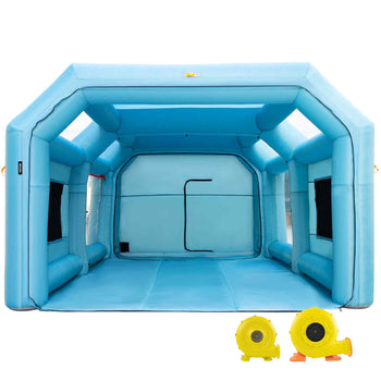 Portable Inflatable Paint Booth, 28x15x10ft Inflatable Spray Booth, Car Paint Tent with Air Filter System & 2 Blowers, Upgraded Blow Up Spray Booth Tent, Auto Paint Workstation, Car Parking Gara