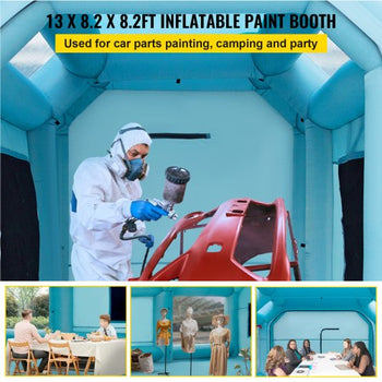 Portable Inflatable Paint Booth, 13 x 8 x 8ft Inflatable Spray Booth, Car Paint Tent with Air Filter System & 2 Blowers, Upgraded Blow Up Spray Booth Tent, Auto Paint Workstation Motorcycle Gara