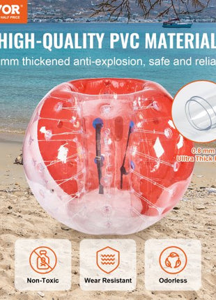 Inflatable Bumper Ball 1-Pack, 5FT/1.5M Body Sumo Zorb Balls for Teen & Adult, 0.8mm Thick PVC Human Hamster Bubble Balls for Outdoor Team Gaming Play, Bumper Bopper Toys for Garden, Yard, Park