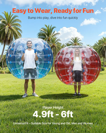 Inflatable Bumper Balls 2-Pack, 5FT/1.5M Body Sumo Zorb Balls for Teen & Adult, 0.8mm Thick PVC Human Hamster Bubble Balls for Outdoor Team Gaming Play, Bumper Bopper Toys for Garden, Yard, Park