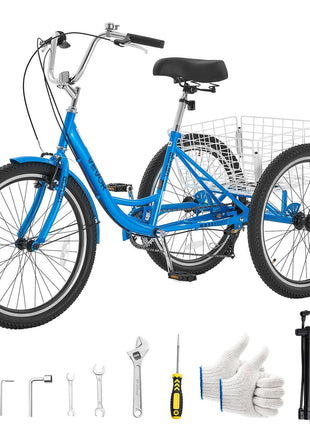 Adult Tricycle 26 inch Trike for Adult 3 Wheel Cruiser Bike, with Cargo Basket, Adjustable Seat, and Double-Wall Wheel Rims, Carbon Steel Shopping Picnic Tricycles for Women, Men, Seniors