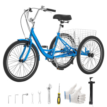 Adult Tricycle 26 inch Trike for Adult 3 Wheel Cruiser Bike, with Cargo Basket, Adjustable Seat, and Double-Wall Wheel Rims, Carbon Steel Shopping Picnic Tricycles for Women, Men, Seniors