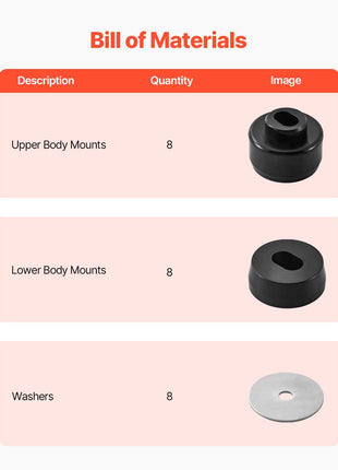 Body Mount Bushing Kit, Compatible with 1999-2014 Chevy Silverado & Sierra 1500/2500, 24 PCS Polyurethane Body Mount Kit, Durable Components for Improving Bumpy Driving Performance, Black