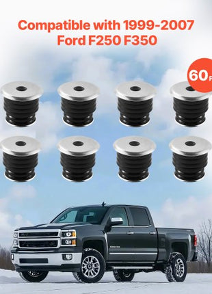 Body Mount Bushing Kit, Compatible with 1999-2007 Ford F250 F350, 60 PCS Polyurethane Body Mount Kit, Quick Replacement, Durable Components for Improving Bumpy Driving Performance, Black
