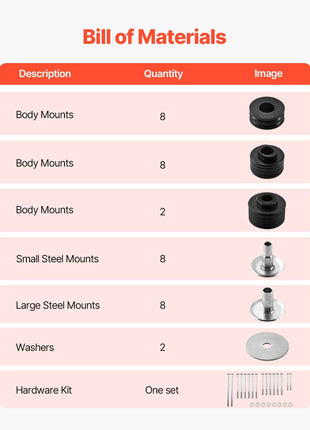 Body Mount Bushing Kit, Compatible with 1999-2007 Ford F250 F350, 60 PCS Polyurethane Body Mount Kit, Quick Replacement, Durable Components for Improving Bumpy Driving Performance, Black