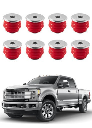 Body Mount Bushing Kit, Compatible with 2008-2016 F250 F350 Super Duty, 60 PCS Polyurethane Body Mount Kit, Quick Replacement, Durable Components for Improving Bumpy Driving Performance, Red