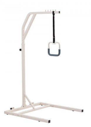 Trapeze Bar for Bed Mobility, Height-Adjustable Free Standing Trapeze Bar with 2 Wheels, 300LBS Capacity Bed Pull Up Assist for Elderly Disabled, Ideal for Hospital, Nursing Home & Home Care