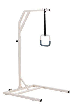 Trapeze Bar for Bed Mobility, Height-Adjustable Free Standing Trapeze Bar with 2 Wheels, 300LBS Capacity Bed Pull Up Assist for Elderly Disabled, Ideal for Hospital, Nursing Home & Home Care