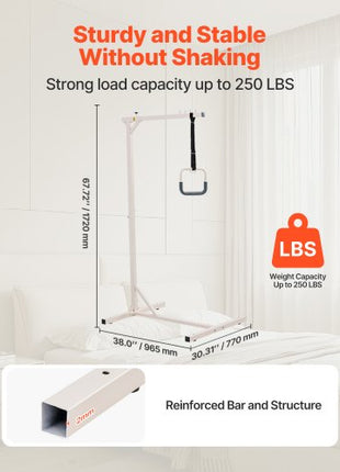 Trapeze Bar for Bed Mobility, Heavy-Duty Steel Free Standing Trapeze Bar 250 LBS Weight Capacity, Hospital Bed Pull Up Assist for Elderly & Disabled, Ideal for Hospitals, Nursing Home, Home Care