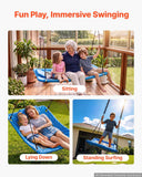 Platform Tree Swing for Kids and Adults 700 lbs 60" Rectangle Blue, for Backyard Outdoor & Indoor, 900D Oxford Fabric Giant Seat with 2 Hanging Straps, Adjustable Ropes and Curved Edge Design