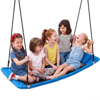Platform Tree Swing for Kids and Adults 700 lbs 60" Rectangle Blue, for Backyard Outdoor & Indoor, 900D Oxford Fabric Giant Seat with 2 Hanging Straps, Adjustable Ropes and Curved Edge Design