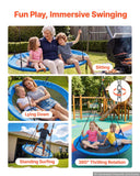 Tree Swing 60" Saucer Swing for Kids & Adults 700 lbs Weight Capacity, for Backyard Outdoor & Indoor, 360° Rotation, 900D Oxford Fabric Round Seat with 2 Hanging Straps & Adjustable Ropes, Blue