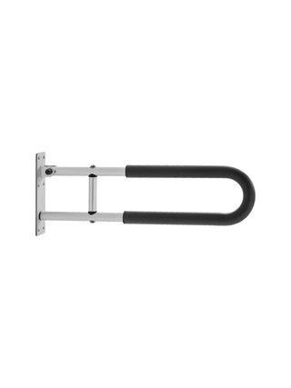 Toilet Safety Rail, 23.8 Inch U-Shaped Handicap Grab Bar, Foldable Senior Safety Pole, Flip Up Toilet Grab Bar with Anti-Slip Support Handle, 300 Lb Load Capacity for Elderly, Disabled, Pregnant