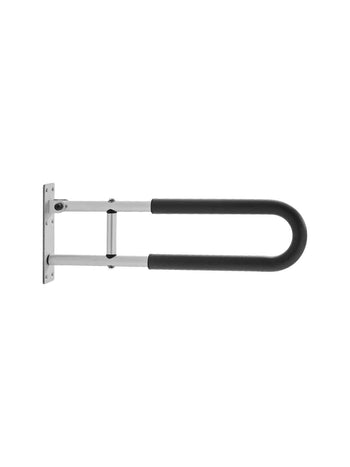 Toilet Safety Rail, 23.8 Inch U-Shaped Handicap Grab Bar, Foldable Senior Safety Pole, Flip Up Toilet Grab Bar with Anti-Slip Support Handle, 300 Lb Load Capacity for Elderly, Disabled, Pregnant