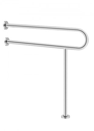 Toilet Safety Rail, 31.5 Inch U-Shaped Handicap Grab Bar, 304 Stainless Steel Senior Safety Pole, Toilet Grab Bars with Anti-Slip Handle, 300 Lbs Load Capacity Security Handrail with Support Leg