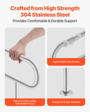 Toilet Safety Rail, 31.5 Inch U-Shaped Handicap Grab Bar, 304 Stainless Steel Senior Safety Pole, Toilet Grab Bars with Anti-Slip Handle, 300 Lbs Load Capacity Security Handrail with Support Leg