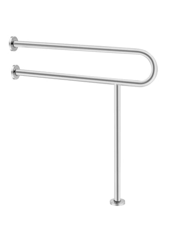 Toilet Safety Rail, 31.5 Inch U-Shaped Handicap Grab Bar, 304 Stainless Steel Senior Safety Pole, Toilet Grab Bars with Anti-Slip Handle, 300 Lbs Load Capacity Security Handrail with Support Leg