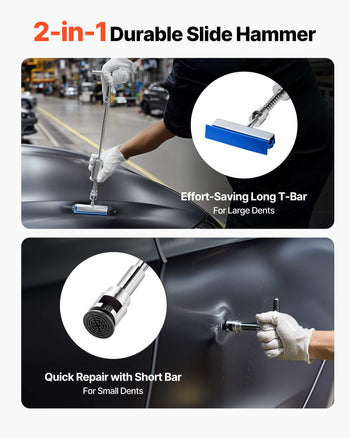 Dent Puller Kit, 61 PCS Paintless Dent Removal Kit with Golden Lifter, Slide Hammer T-Bar, Glue Gun, Auto Body Hail Damage Repair Remover Tools for Car Refrigerator Large Small Door Ding Repair