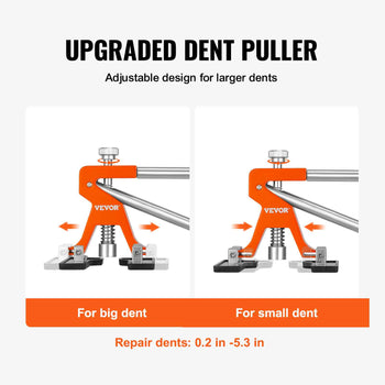 Upgraded VEVOR dent puller in orange, adjustable for repairs from 0.2 to 5.3 inches, durable metal construction.