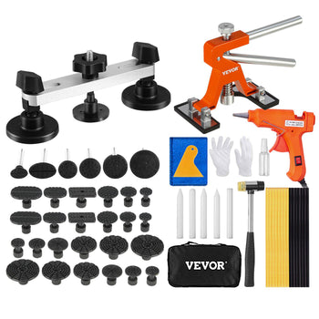 VEVOR orange and black hot melt adhesive kit with suction cups, tools, and gloves for various DIY projects.