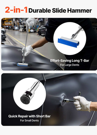 Dent Puller Kit, 100 PCS Paintless Dent Removal Kit with Golden Lifter, Bridge Puller, Slide Hammer T-Bar, Glue Gun, Auto Body Hail Damage Remover Tools for Car Refrigerator Door Ding Repair