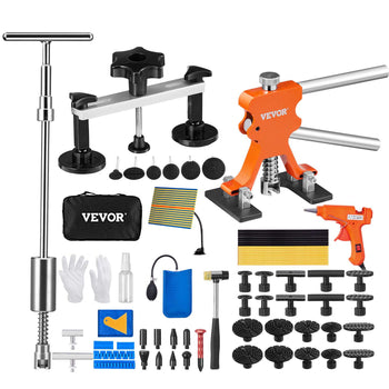 VEVOR car dent repair tool kit, includes orange and black tools, metal and plastic components, versatile set for bodywork.