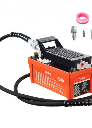 Air Hydraulic Pump, 10,000 PSI 1/2 Gal Reservoir, NPT 3/8" Oil Outlet, NPT 1/4" Inlet, 6.6 ft Pipe, Foot Actuated Hydraulic Pump Air Treadle for Auto Body Frame Machines and Pulling Post, Orange