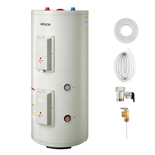 30 Gallon Electric Tank Water Heater, 5000W Point-of-Use Hot Water Heater with LED Display, Knob Control, Top Outlet, 240V with T&P Valve for Large Families, Small Commercial Spaces, Gray