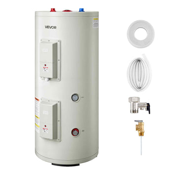 30 Gallon Electric Tank Water Heater, 5000W Point-of-Use Hot Water Heater with LED Display, Knob Control, Top Outlet, 240V with T&P Valve for Large Families, Small Commercial Spaces, Gray
