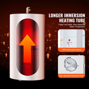 Electric Water Heater, 18 Gallon Tank Instant Hot Water Heater, 1.6Kw Tankless Water Heater w/ LED Display,Knob Control, IPX4 Waterproof Side Connection On Demand Heaters for Shower, Bath