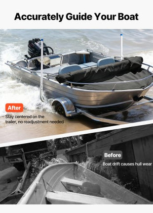 Boat Trailer Guides, 30.5 in/47.5 in Height Guide Poles, 2PCS High-Hardness Steel Trailer Guide-Ons, Adjustable Guide Poles with PVC Pipes, for Ski Boats, Compact Fishing Boats, Small Sailboat