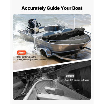 Boat Trailer Guides, 30.5 in/47.5 in Height Guide Poles, 2PCS High-Hardness Steel Trailer Guide-Ons, Adjustable Guide Poles with PVC Pipes, for Ski Boats, Compact Fishing Boats, Small Sailboat
