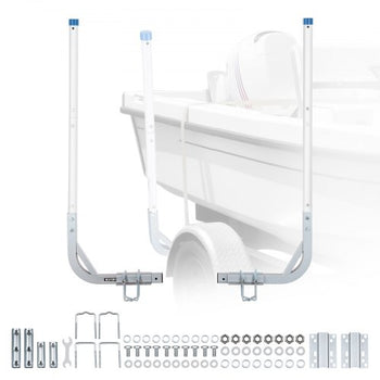 Boat Trailer Guides, 30.5 in/47.5 in Height Guide Poles, 2PCS High-Hardness Steel Trailer Guide-Ons, Adjustable Guide Poles with PVC Pipes, for Ski Boats, Compact Fishing Boats, Small Sailboat