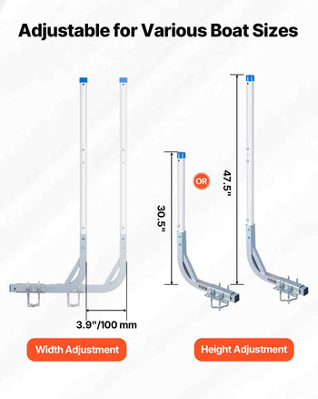 Boat Trailer Guides, 30.5 in/47.5 in Height Guide Poles, 2PCS High-Hardness Steel Trailer Guide-Ons, Adjustable Guide Poles with PVC Pipes, for Ski Boats, Compact Fishing Boats, Small Sailboat