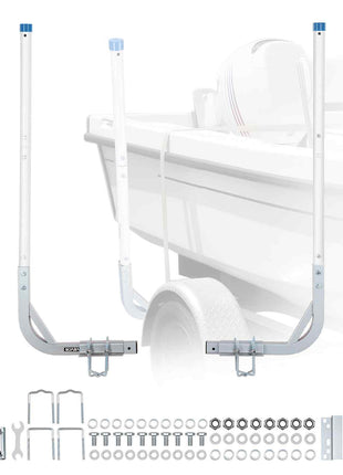 Boat Trailer Guides, 30.5 in/47.5 in Height Guide Poles, 2PCS High-Hardness Steel Trailer Guide-Ons, Adjustable Guide Poles with PVC Pipes, for Ski Boats, Compact Fishing Boats, Small Sailboat