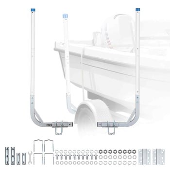 Boat Trailer Guides, 30.5 in/47.5 in Height Guide Poles, 2PCS High-Hardness Steel Trailer Guide-Ons, Adjustable Guide Poles with PVC Pipes, for Ski Boats, Compact Fishing Boats, Small Sailboat