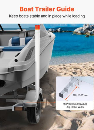 Boat Trailer Guide, 40? with LED Light Trailer Guide Poles, 2PCS High-Hardness Steel Trailer Guide-Ons, Trailer Guides with PVC Pipes, for Ski Boat, Fishing Boat or Sailboat Trailer