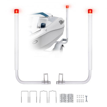 Boat Trailer Guide, 40? with LED Light Trailer Guide Poles, 2PCS High-Hardness Steel Trailer Guide-Ons, Trailer Guides with PVC Pipes, for Ski Boat, Fishing Boat or Sailboat Trailer