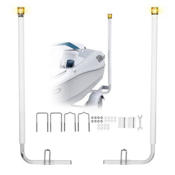 Boat Trailer Guide, 65.7 in with LED Light Trailer Guide Poles, 2PCS High-Hardness Steel Guide-Ons, Wide Adjustable Trailers Guides with PVC Pipes, for Ski Boat, Fishing Boat, Sailboat Trailers