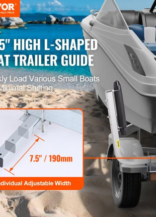 Marine Trailer Guide Set, 20.5 Flexibly Adjustable Poles, Pair of Steel Anti-Rust Guides, Durable Roller Support for Ski, Fishing, or Sailboat Trailers 2024
