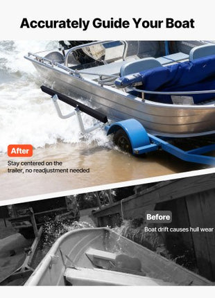 Boat Trailer Guides, 16.7 in/18.7 in Height Adjustable Trailers Guide, 2PCS Thickened Steel Trailer Guide-Ons with Thick Support Pads, Fits L-Beam, Box or C-Channel Bunk-Style Pontoon Trailers