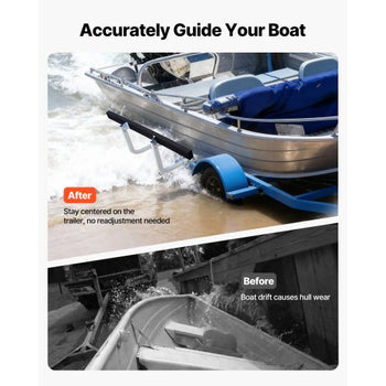 Boat Trailer Guides, 16.7 in/18.7 in Height Adjustable Trailers Guide, 2PCS Thickened Steel Trailer Guide-Ons with Thick Support Pads, Fits L-Beam, Box or C-Channel Bunk-Style Pontoon Trailers