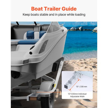 Boat Trailer Guide, 2PCS Adjustable Short Bunk Guide-Ons, Hardened Steel Trailer Guide Poles with Soft Cushion, Heavy Duty Roller Guide Design, for Ski Boat, Fishing Boat or Sailboat Trailer