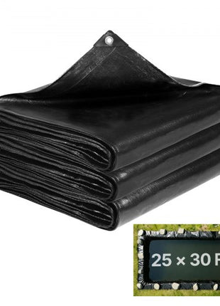 25 x 30 ft Pond Liner, 14 Mil Thickness, 3-Layer Reinforced PE Fish Koi Pond Liner for Outdoor Ponds, with Hemmed Edge and 4 Metal Buttonholes, for Water Garden, Waterfall, and Fountains, Black