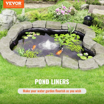 Pond Liner, 10 x 15 ft 45 Mil Thickness, Pliable EPDM Material Pond Skins, Easy Cutting Underlayment for Fish or Koi Ponds, Water Features, Waterfall Base , Fountains, Water Gardens, Black
