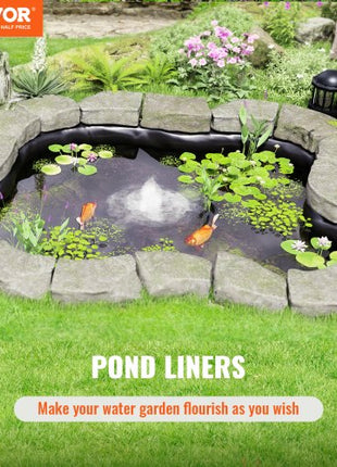 Pond Liner, 20 x 25 ft 45 Mil Thick, Pliable EPDM Material Pond Skins, Easy Cutting Underlayment for Fish or Koi Pond, Waterfall Base, Water Features, Water Gardens, Fountains, Black